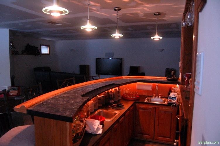 Home Bar: Multi-Level Counter with Under Cabinet Lighting