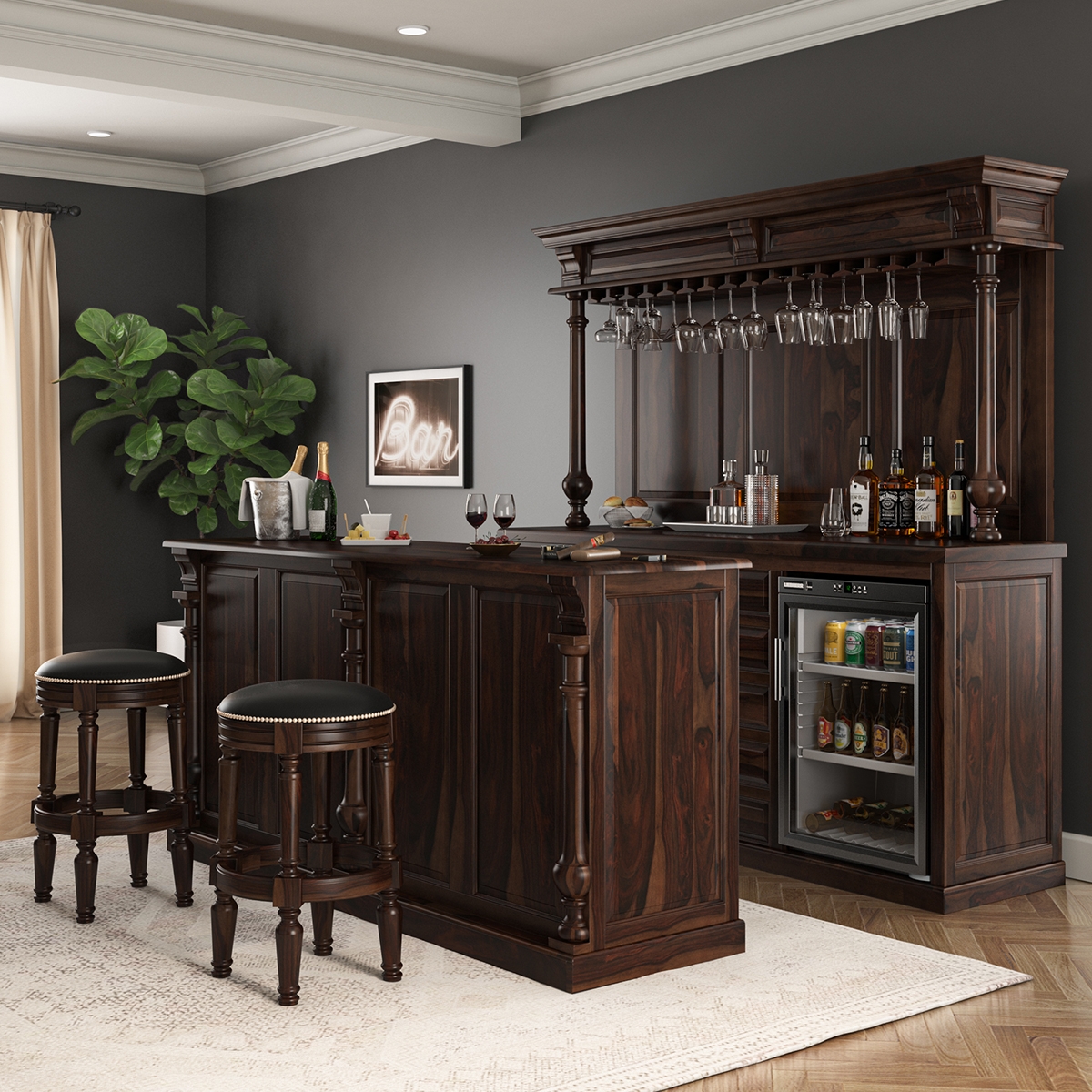 Home Bar With Bar Stools