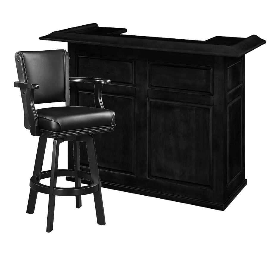 Home Bar Set Including Stepped Top and Swivel Bar Stool with Arms