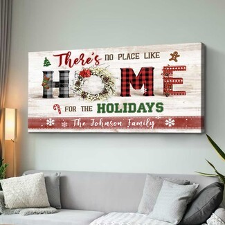 Horizontal Canvas Art Buffalo Plaid Letters Personalized Family Sign
