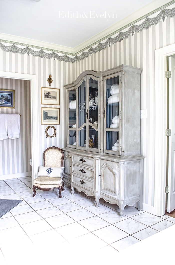 Hutch Cabinet Distressed Dove Gray for Bathroom Hutch Storage