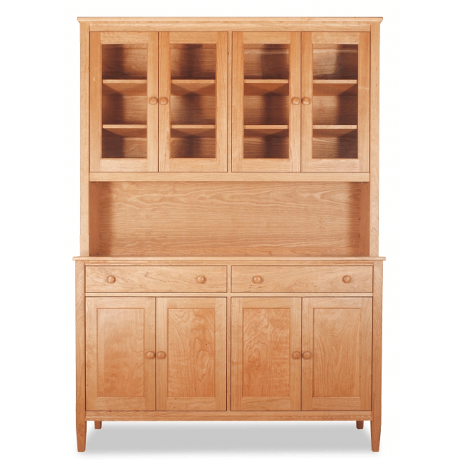 Hutch Cabinet with Tapered Legs and Shaker Style Wood