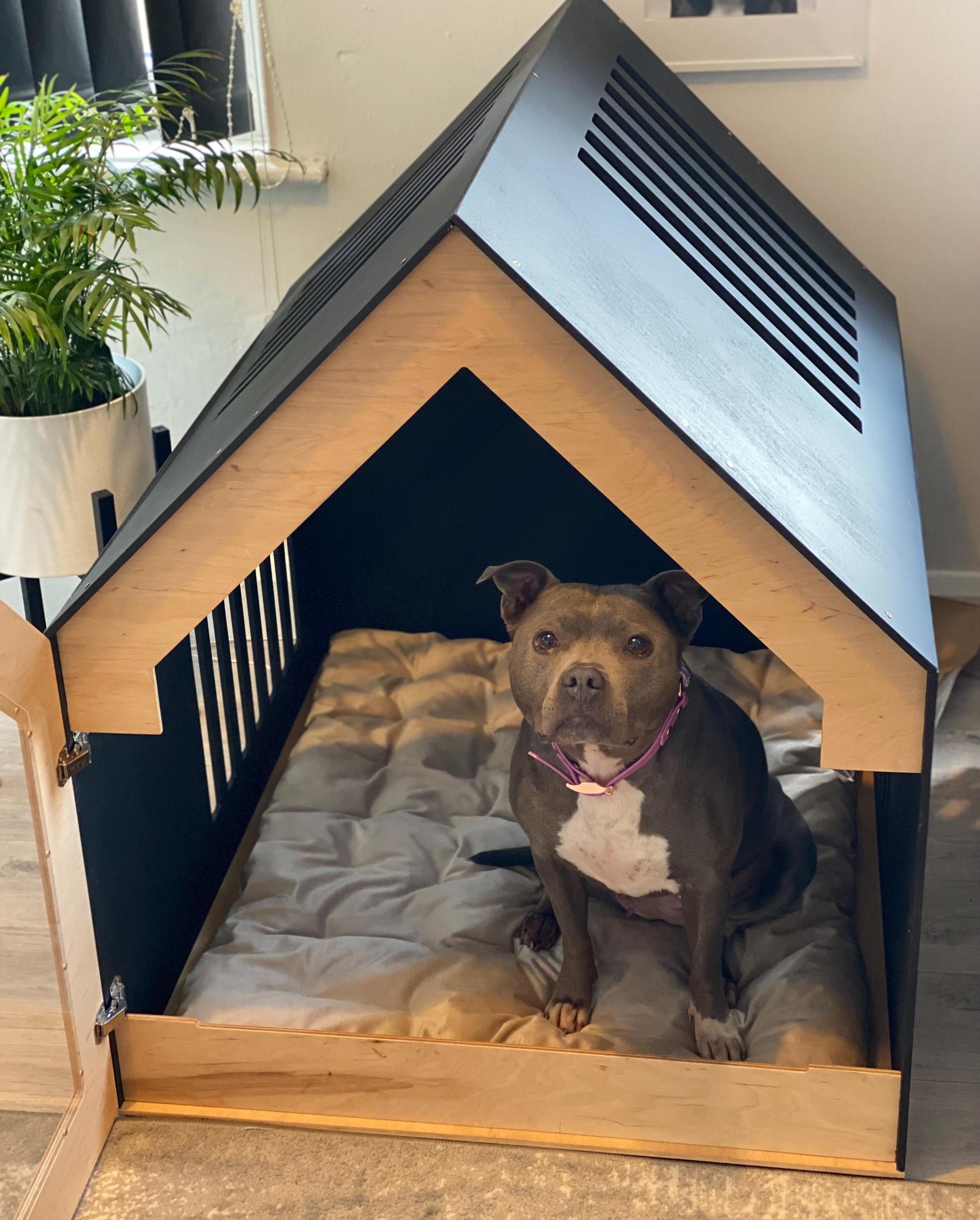 Indoor Dog House Slatted Ventilation Gabled Design