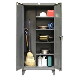 Industrial Cabinet Grey Heavy Duty Steel Broom Bay Unit