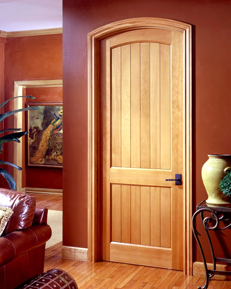 Interior Door: Arched Top Plank Paneling Rustic Entry