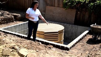 Japanese Soaking Tub with Slatted Lid, Recessed Outdoor Spa
