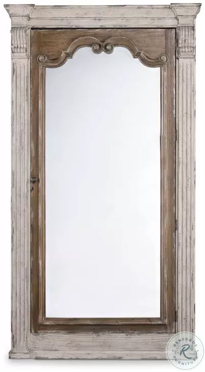 Jewelry Armoire Mirror: Two Tone Distressed Hidden