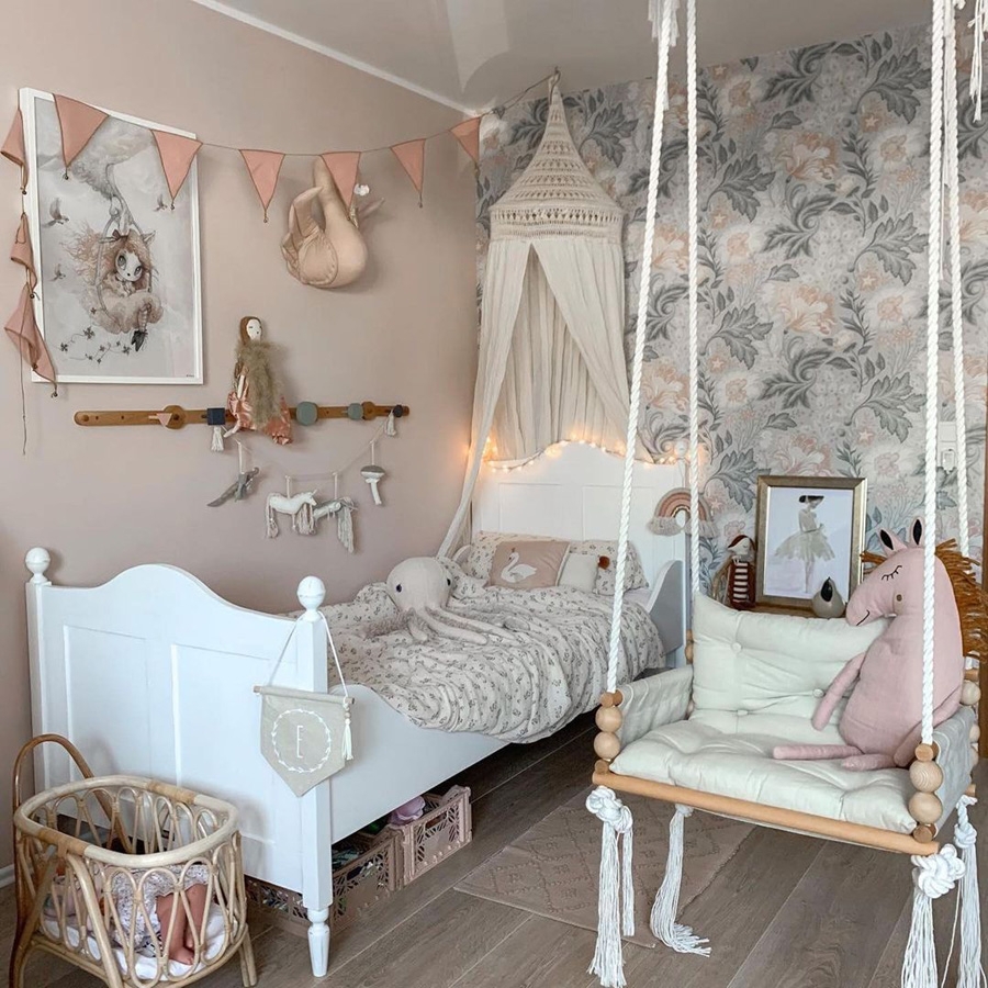 Kids Bedroom Set with Macrame Canopy and Fairytale Girls Bedroom