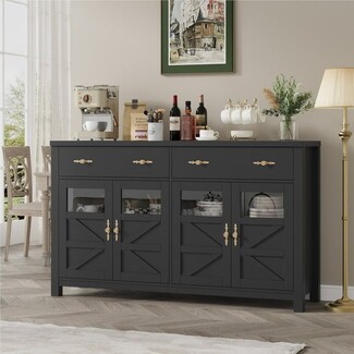 Kitchen Buffet: X Brace Detailing Black Farmhouse Buffet