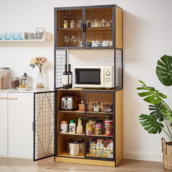 Kitchen Cabinet Diamond Mesh Doors for Industrial Oak Kitchen Hutch