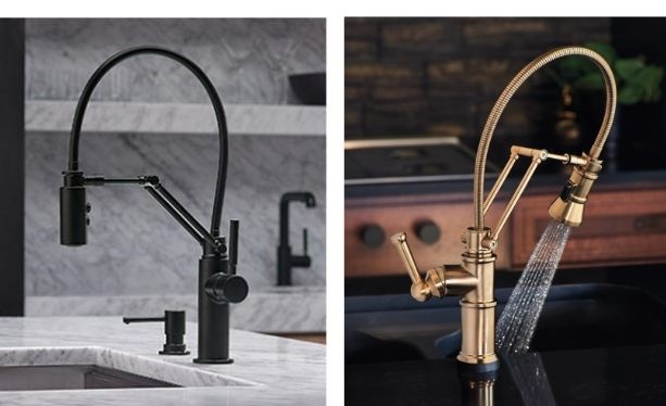 Kitchen Faucet: Articulating Arm Matte Black Chef Tap.