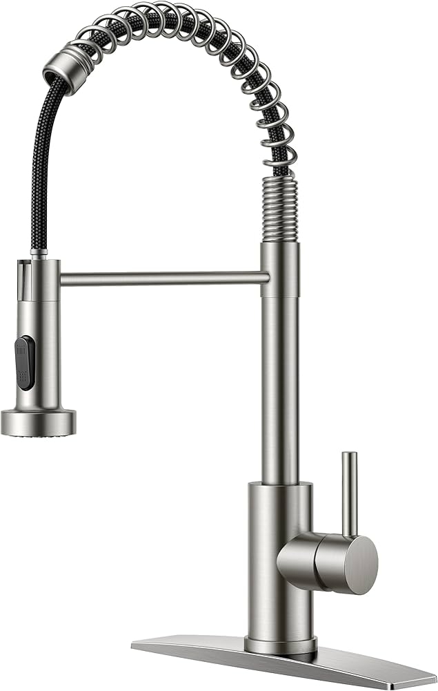 Kitchen Faucet: Brushed Nickel Commercial Spring Sprayer.