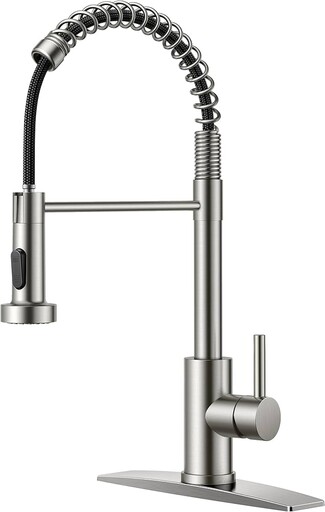 Kitchen Faucet: Brushed Nickel Commercial Spring Sprayer.