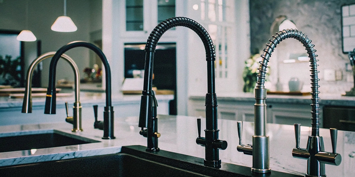 Kitchen Faucet: Professional Chef Style Spring Coil Neck.