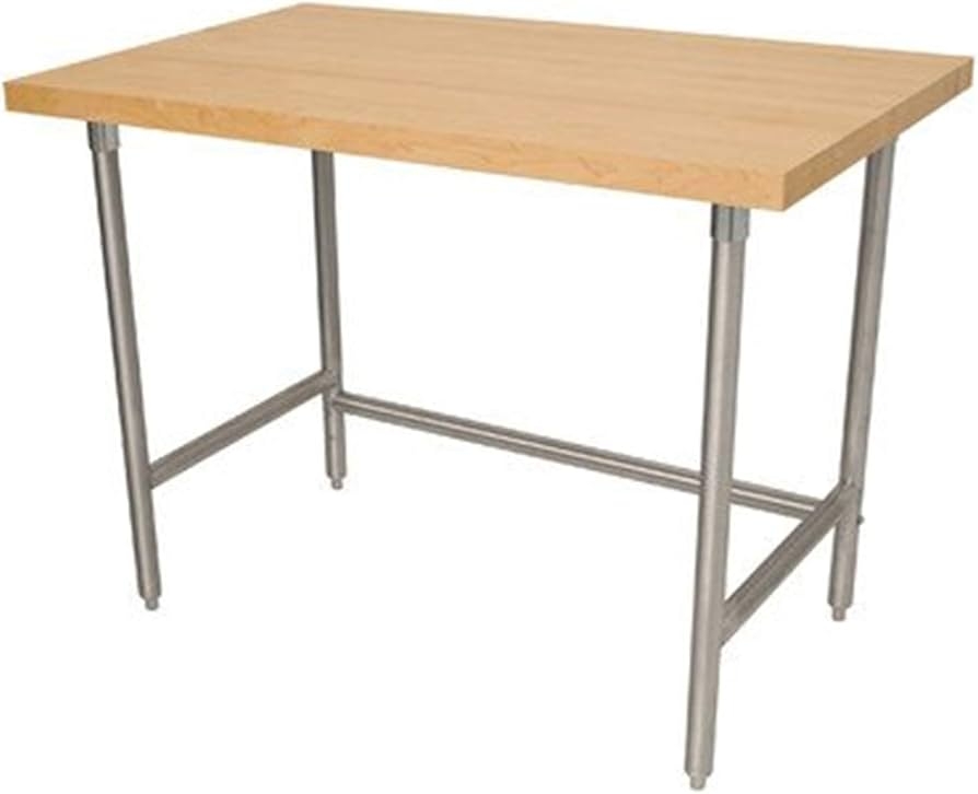 Kitchen Island Butcher Block Top With H-Stretcher Base