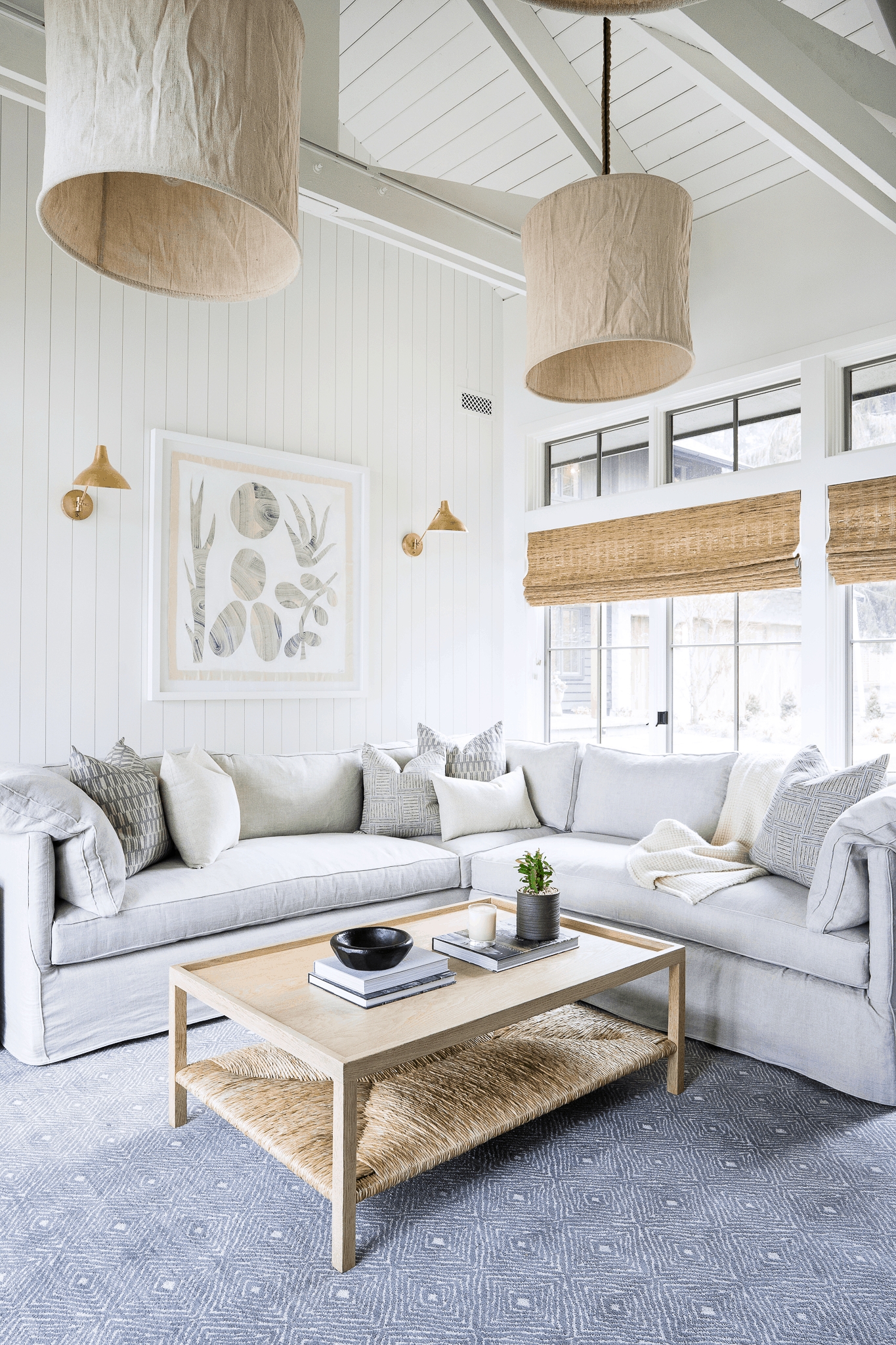L-Shaped Sectional with Slipcovered Base for Coastal Living