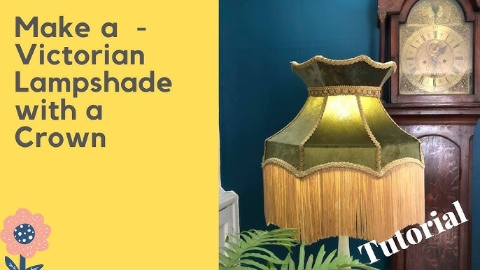 Lamp Shade Featuring Olive Velvet and Crown Top Design