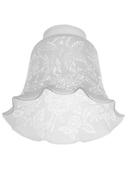Lamp Shade with Etched Floral Pattern and Ruffled Edge