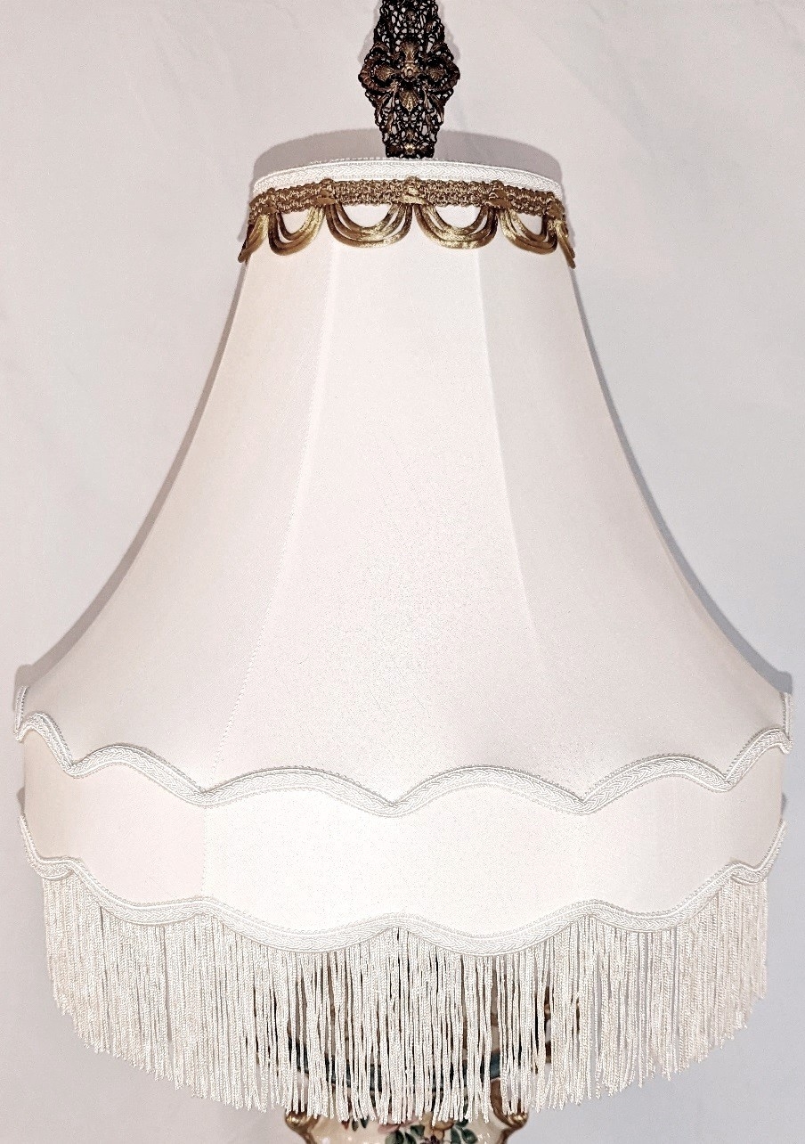 Lamp Shade with Top Swag Trim and Scalloped Bottom Fringe