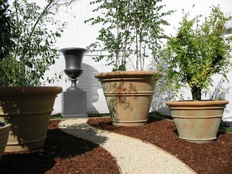 Large Planter having Weathered Texture Ribbed Clay Garden Pots