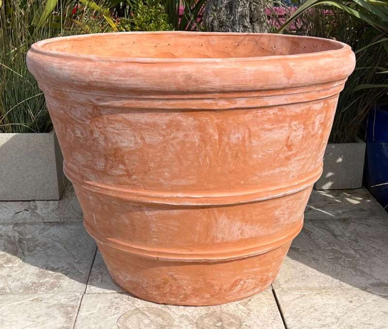 Large Planter possessing Three Horizontal Rings Giant Garden Pot