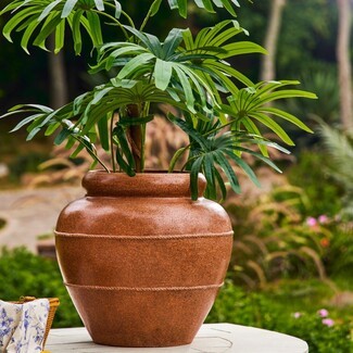 Large Planter showing Rope Detailing Textured Earth Tone Planter