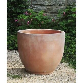 Large Planter with Round Silhouette Rustic Clay Garden Planter
