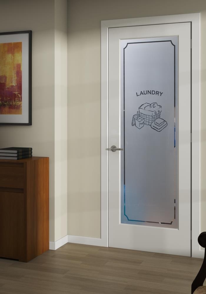 Laundry Door Primed Pine frosted laundry room door