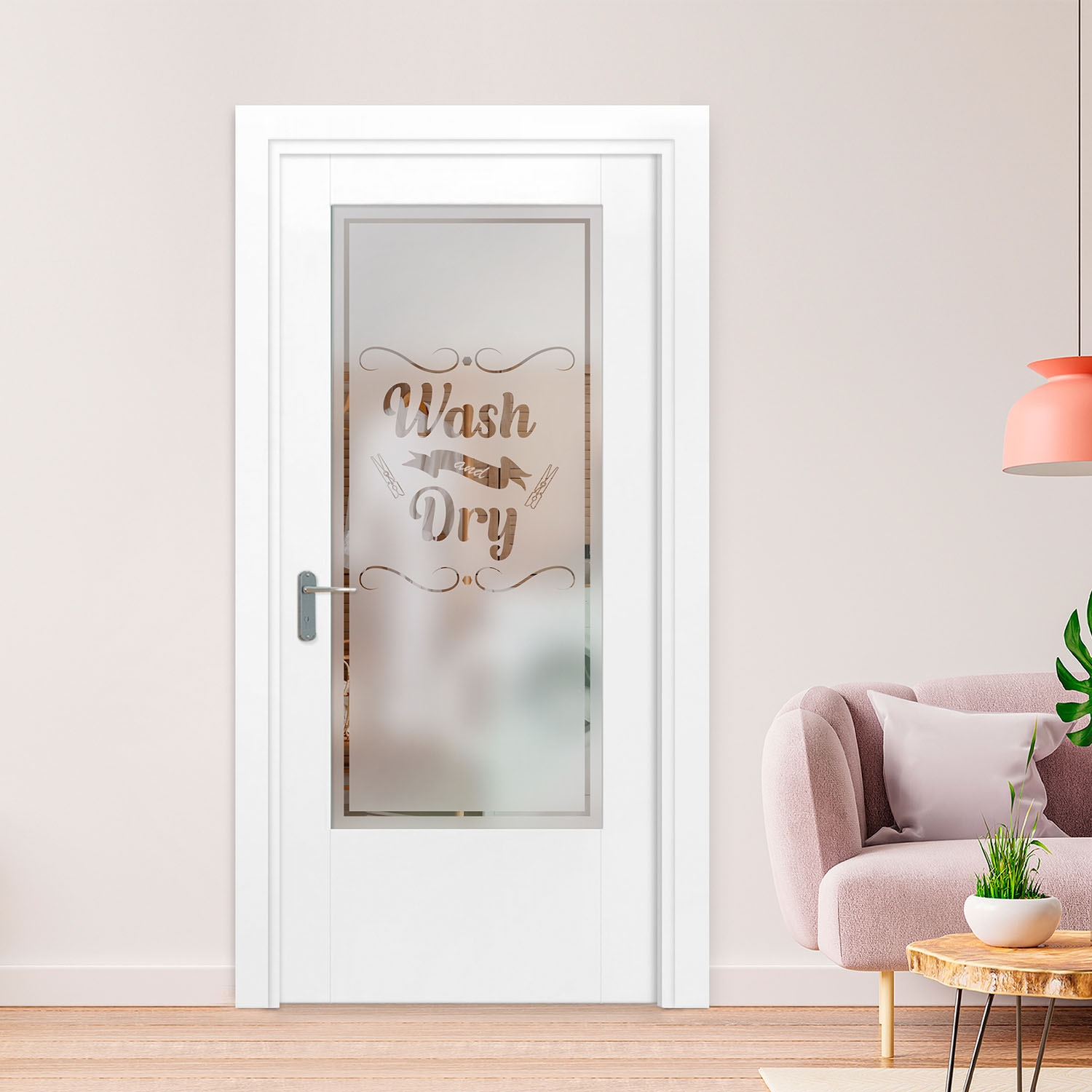 Laundry Door Wash Dry Typography wash and dry door insert