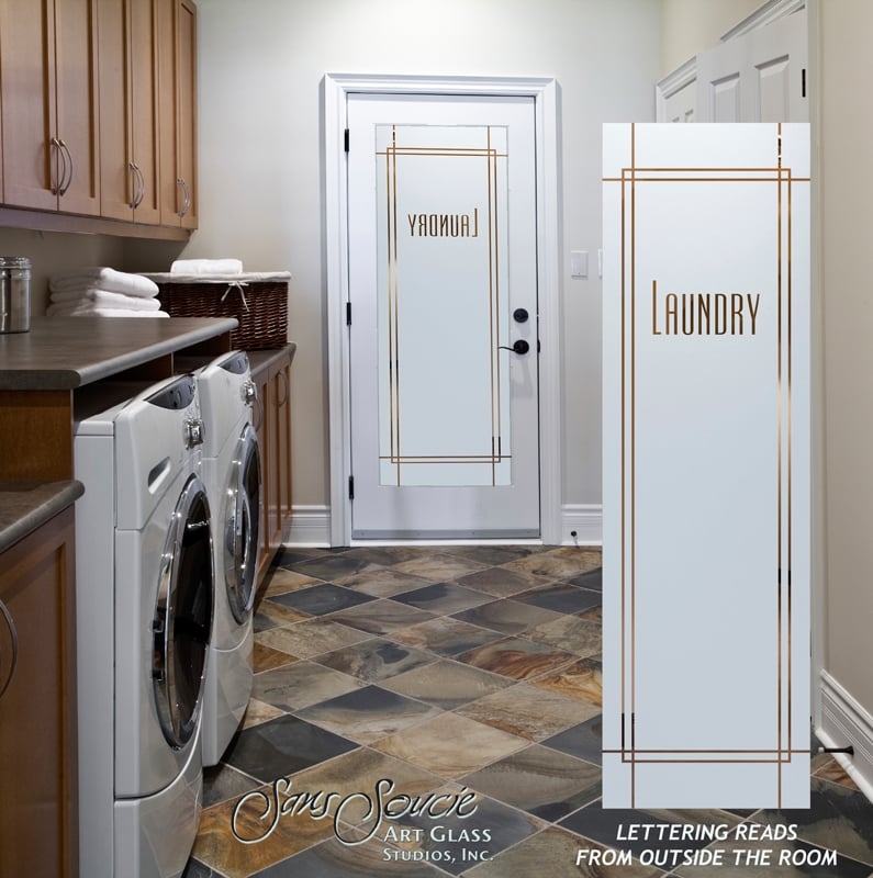 Laundry Room Door Geometric Gold Border gold geometric door art