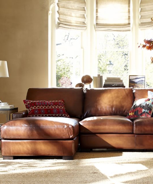 Leather Chaise Sectional featuring Rustic Lodge Furniture
