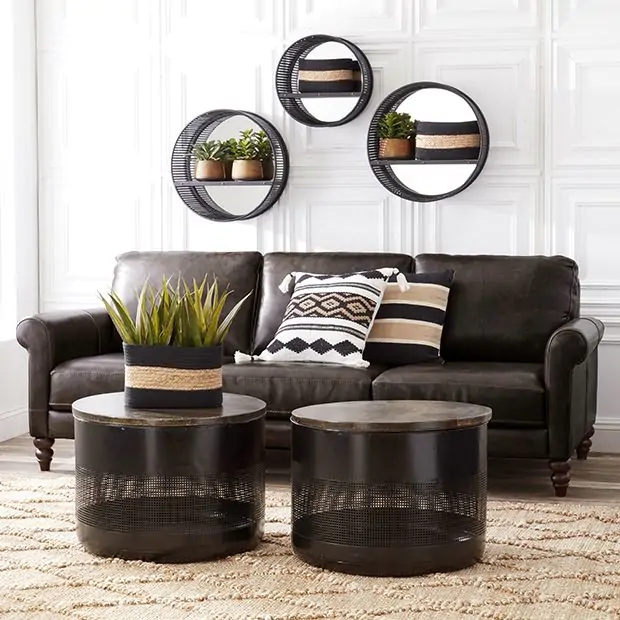 Leather Sofa with Espresso Leather and Modern Farmhouse Leather Sofa