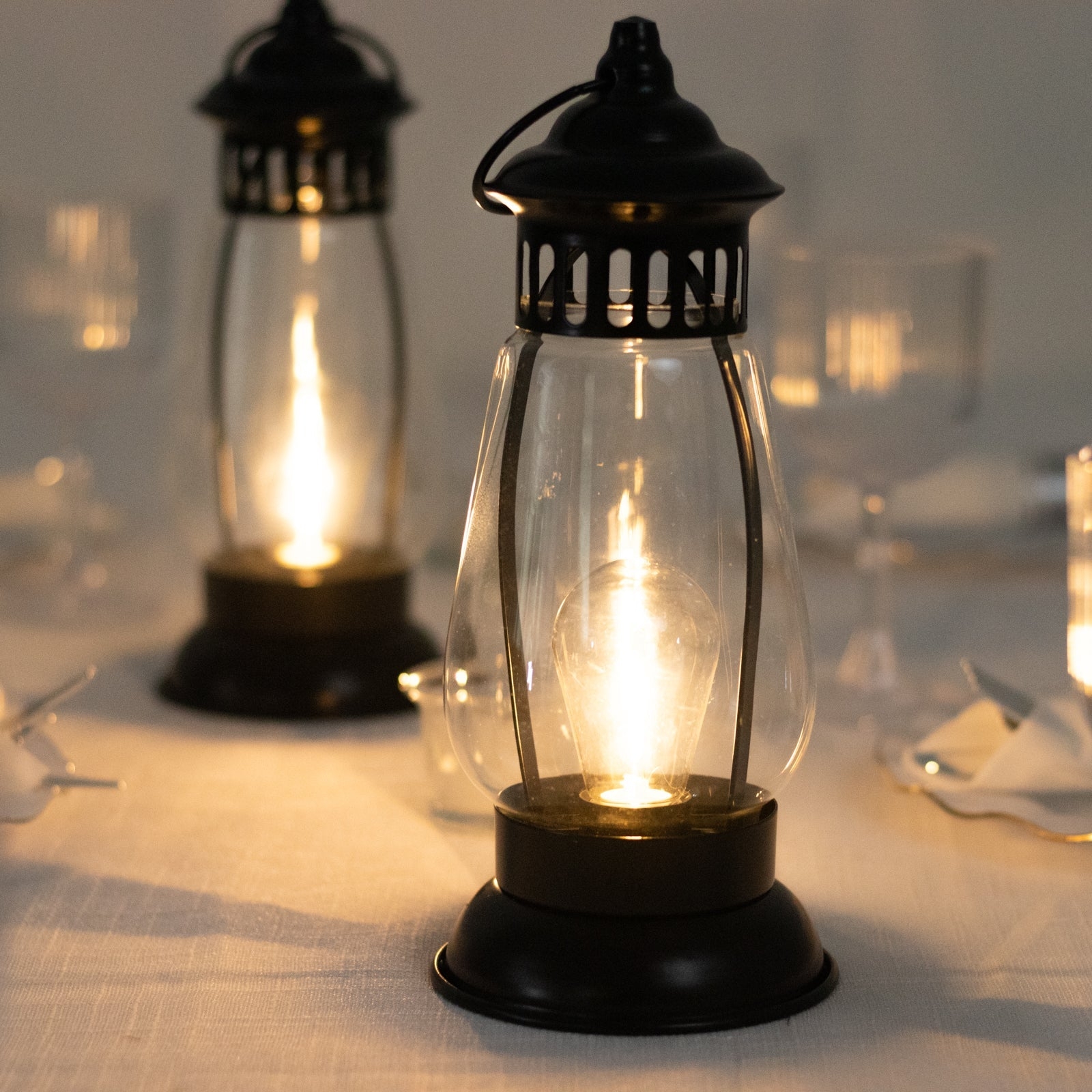 Led Lantern Filament Bulb Hurricane Black Hurricane Lanterns