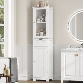 Linen Cabinet featuring Vertical Paneling and Slim Profile Storage