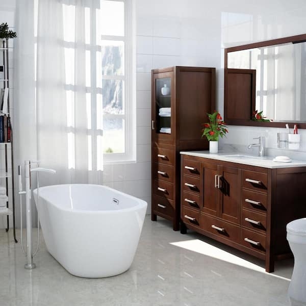Linen Cabinet in Espresso Finish with Glass Upper Door Storage