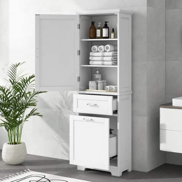 Linen Cabinet with Tiered Storage Zones and Tall Slender Footprint