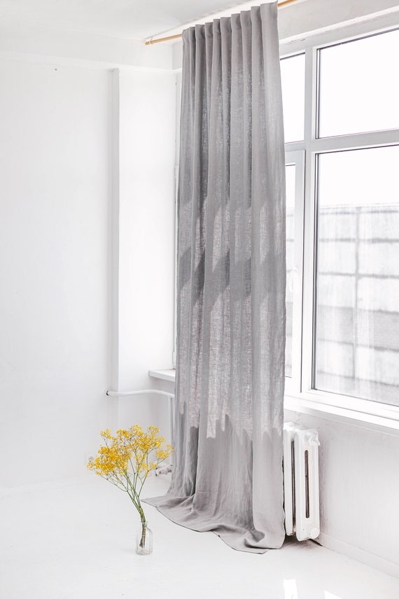 Linen Curtain Double Layered Dove Floor Puddling Panels