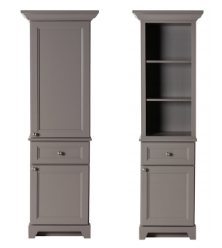 Linen Tower with Taupe Finish and Open Shelving Storage Option