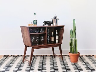 Liquor Cabinet with Angled Sides and Mid-Century Legs