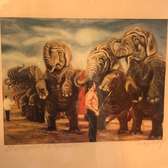 Lithograph Print Signed Ray Wolf Belligerent Circus Lithograph