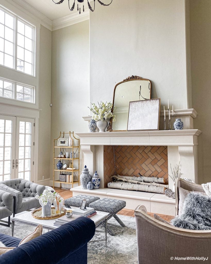 Living Room Ensemble Patterned Ottomans Design