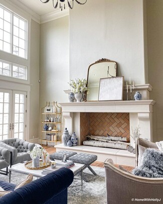 Living Room Ensemble Patterned Ottomans Design