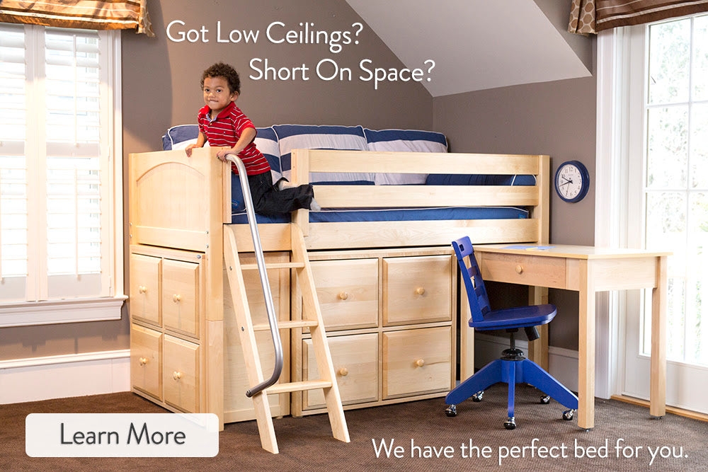 Loft Bed Slanted Ceiling Fit Natural Wood Integrated Storage