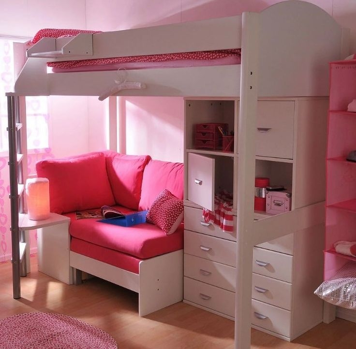 Loft Bed: Storage Unit Base Pink Kids Storage Bed