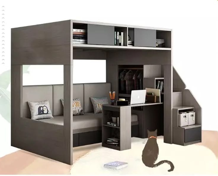 Loft Bunk Bed: Built In Closet Studio Apartment Furniture