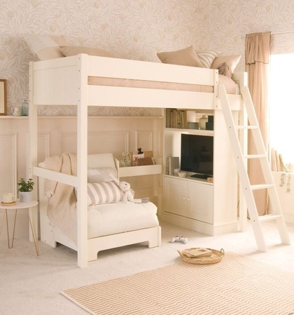 Loft Bunk Bed: Ivory High Sleeper Bed Built In Media