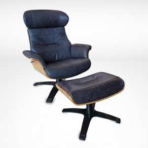 Lounge Chair: Charcoal Wood Shell Backing Modern Executive