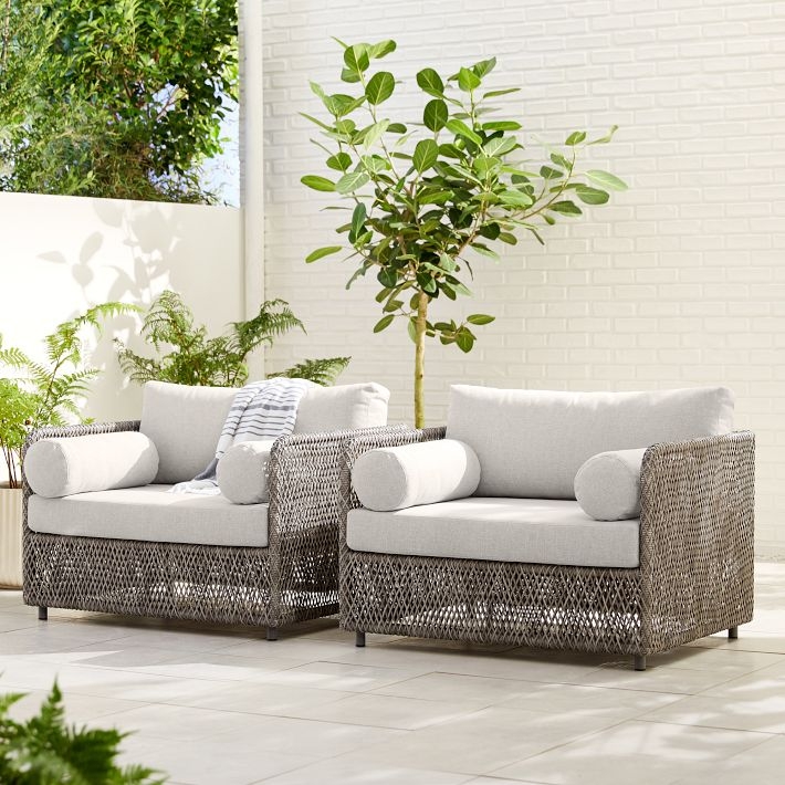 Lounge Chair cylindrical bolsters wicker wicker patio seating