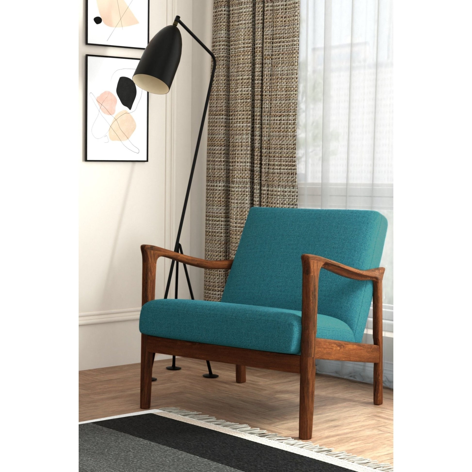 Lounge Chair Sculptural Arms Wood Frame Mid-Century Retro Armchair