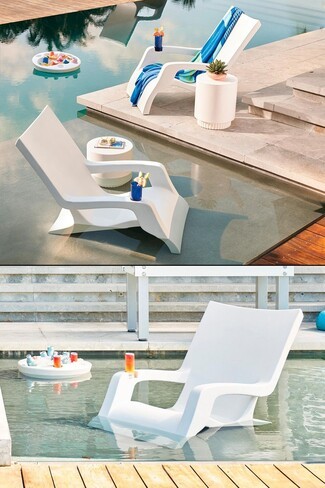 Lounge Chair: Stark White Sculptural Outdoor Lounge